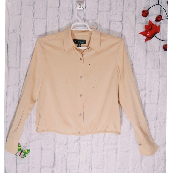 Linda‎ Allard Ellen Tracy Silk Button Front Shirt - Picture 1 of 4